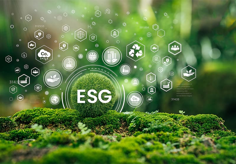 Concetto di tecnologia agricola sostenibile ESG